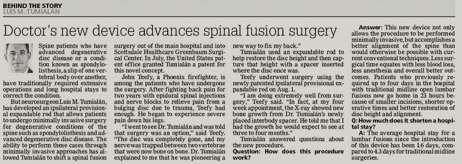 Doctor's new device advances spinal fusion surgery